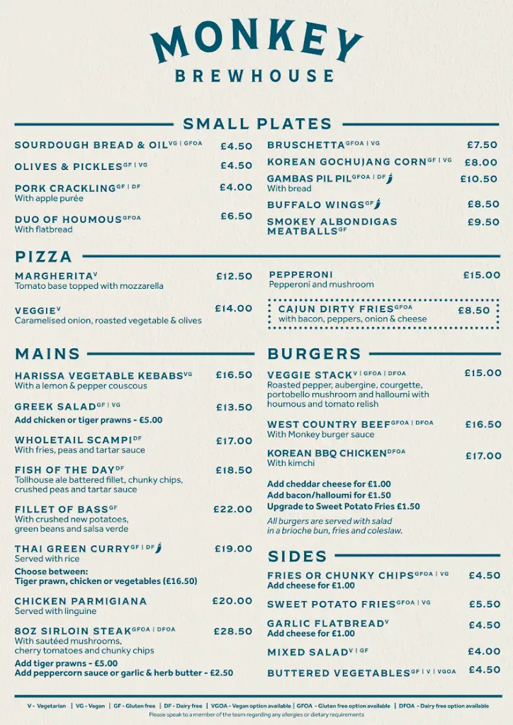 Menu_Monkey Brewhouse_Lymington_imagen_4