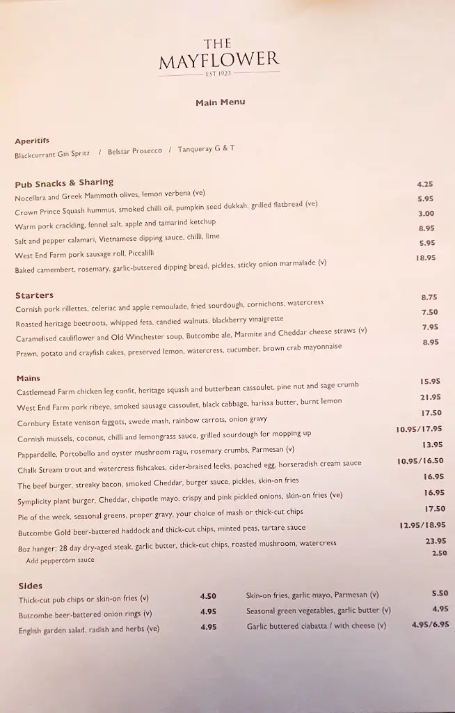 Menu_The Mayflower_Lymington_image_1