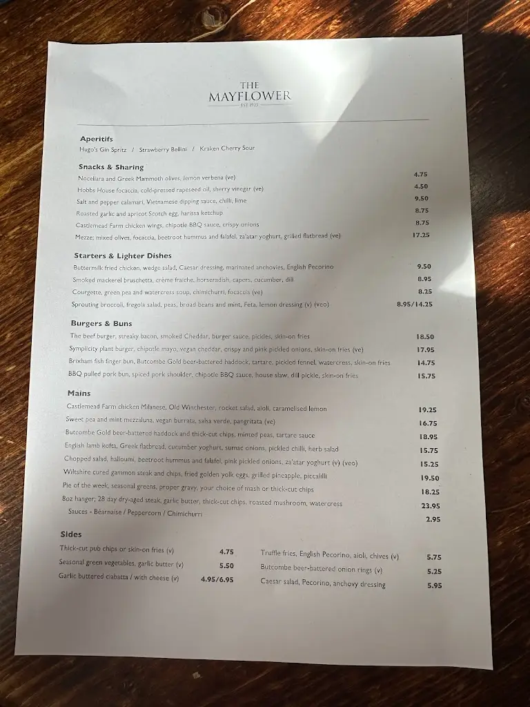 Menu_The Mayflower_Lymington_image_3