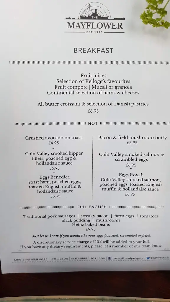 Menu_The Mayflower_Lymington_image_4