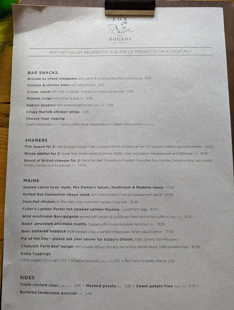 Menu_The Fox & Hounds, Lyndhurst_Lyndhurst_image_1