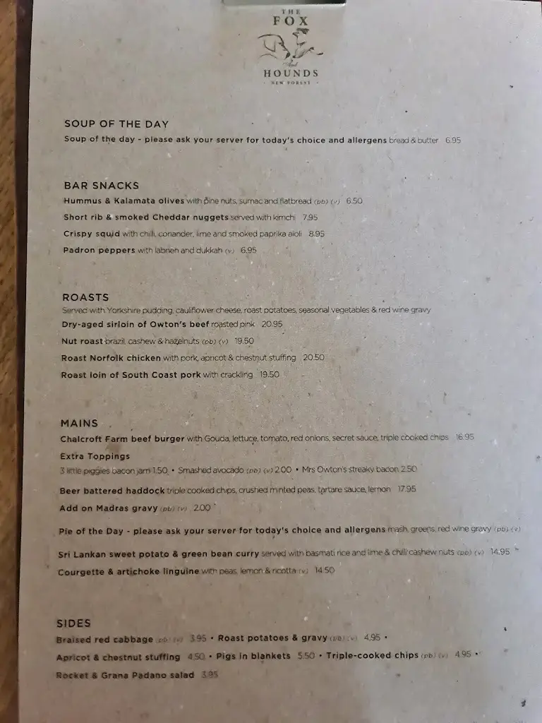 Menu_The Fox & Hounds, Lyndhurst_Lyndhurst_image_3
