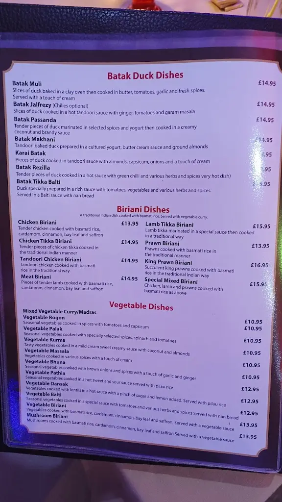 Menu_Passage To India_Lyndhurst_immagine_2