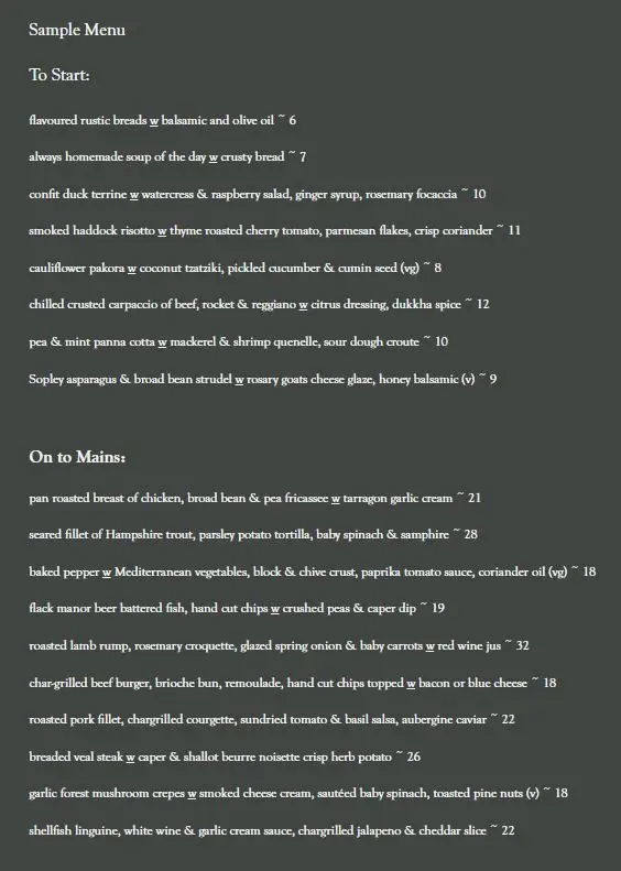 Menu_The Crown Hotel Bar & Grill_Lyndhurst_image_1