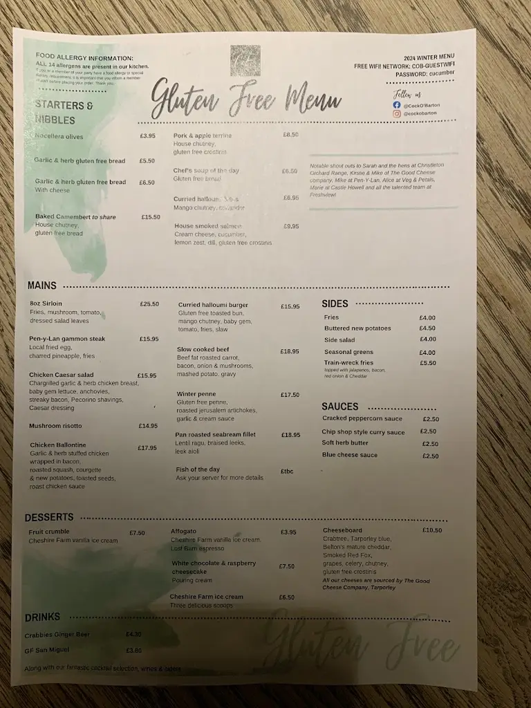 Menu_The Cock O'Barton, Bar, Restaurant, Hotel, Wedding Venue_Malpas_image_3