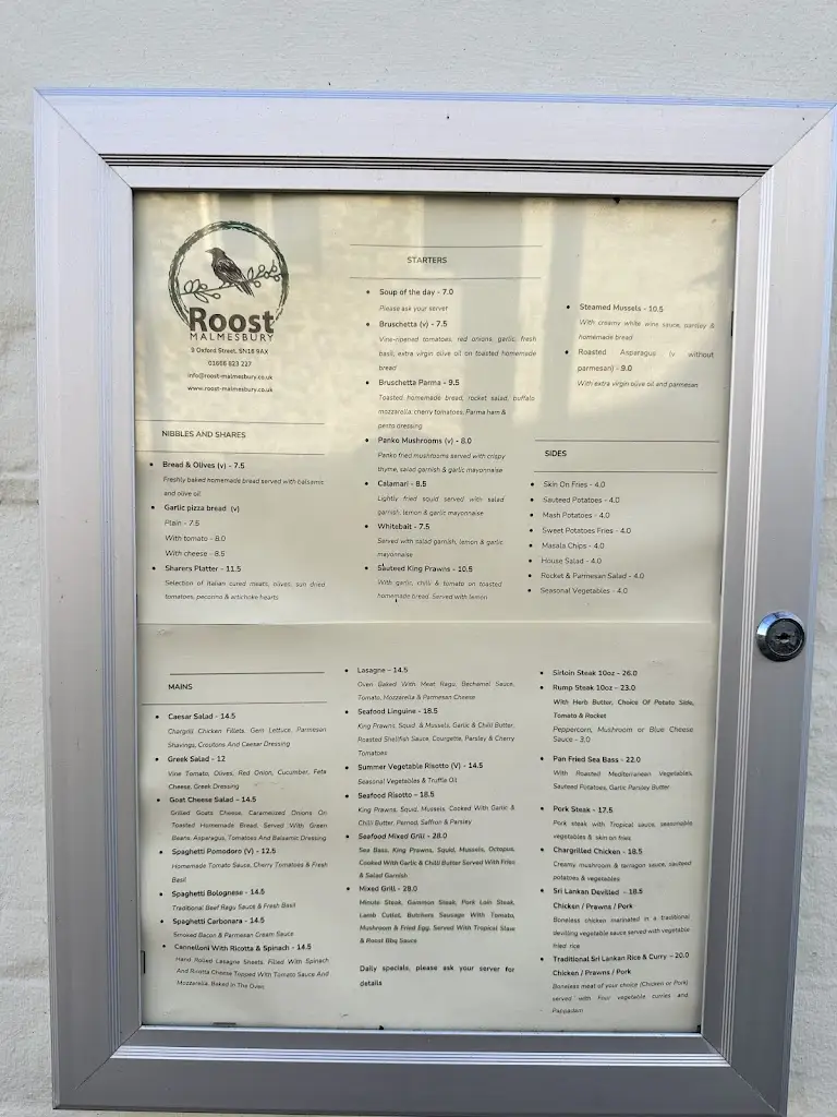 Menu_Roost Restaurant and Bar_Malmesbury_image_1