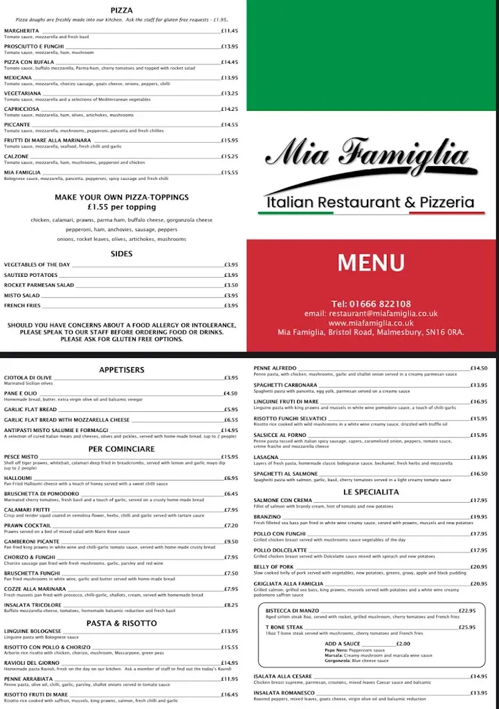 Menu_Mia Famiglia Italian restaurant_Malmesbury_image_1