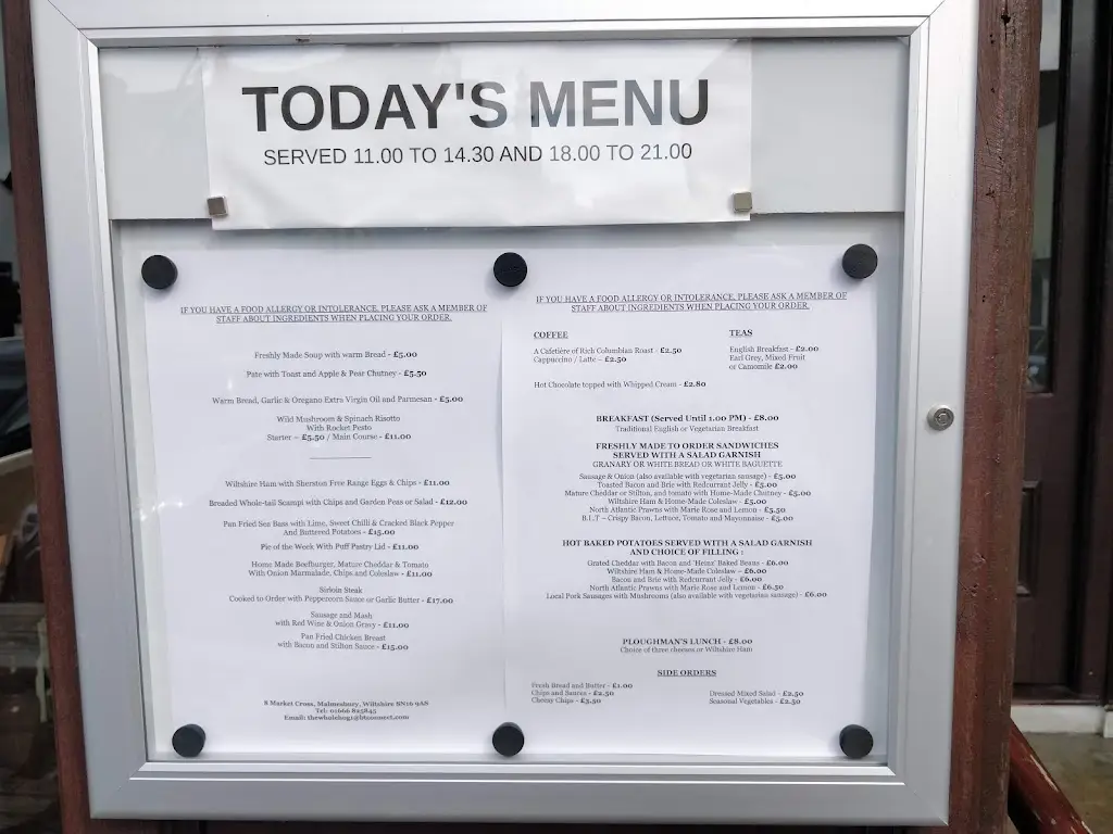Menu_The Whole Hog_Malmesbury_image_1