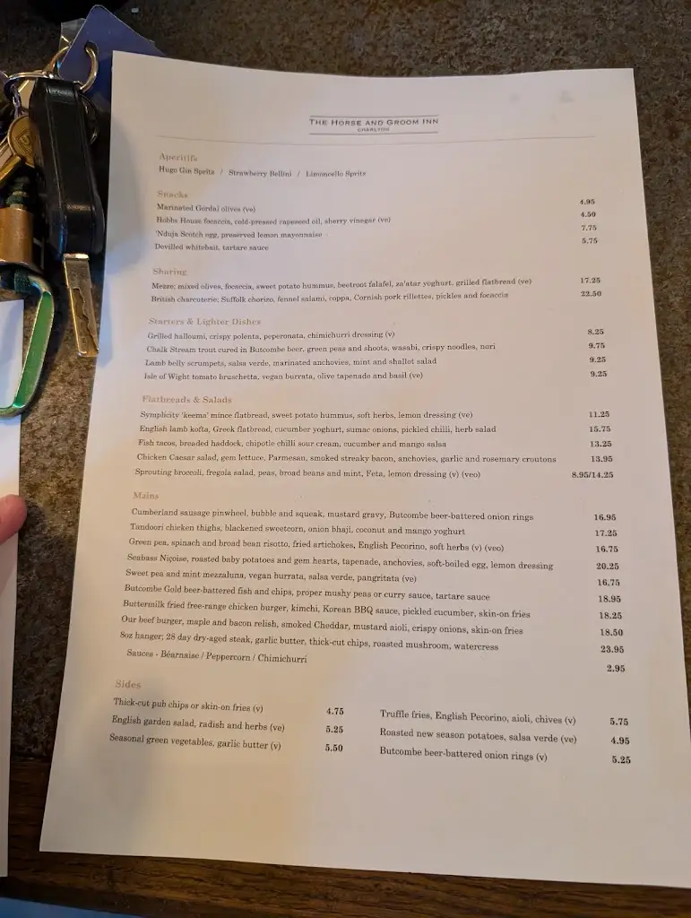 Menu_The Horse & Groom, Charlton_Malmesbury_image_1