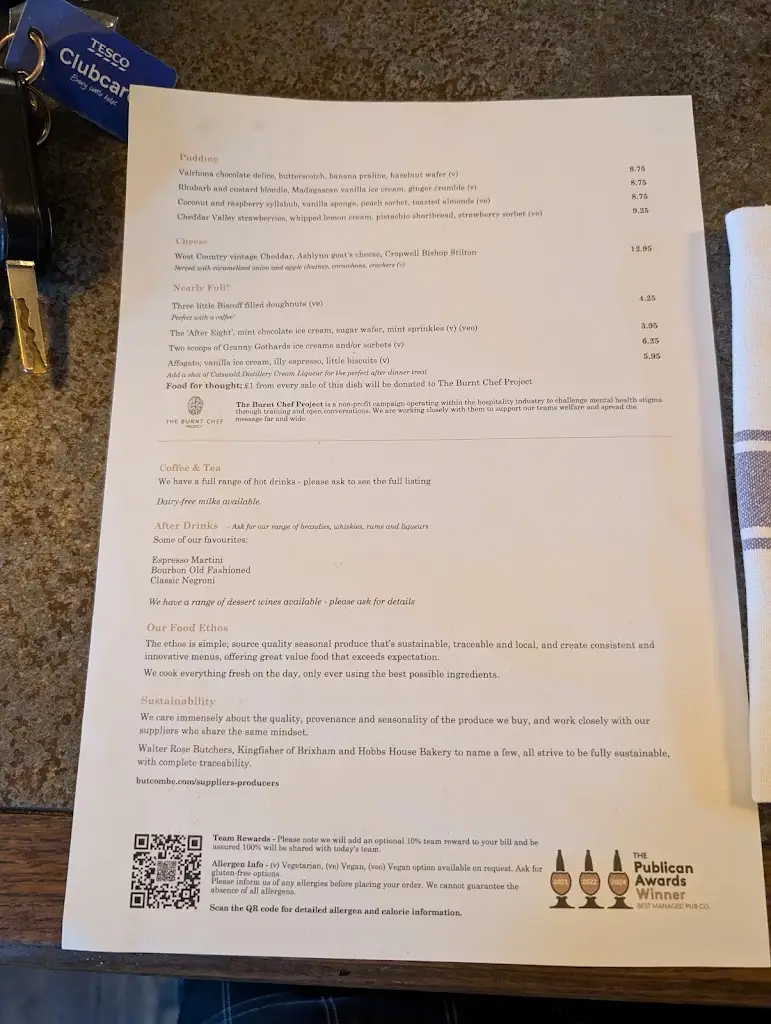 Menu_The Horse & Groom, Charlton_Malmesbury_image_2