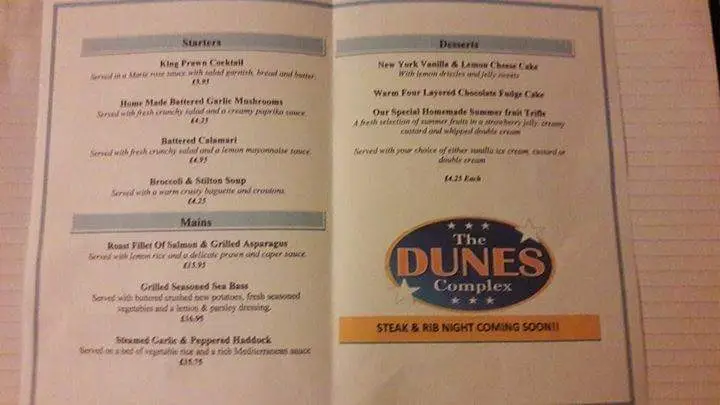 Menu_The Dunes complex_Mablethorpe_immagine_3