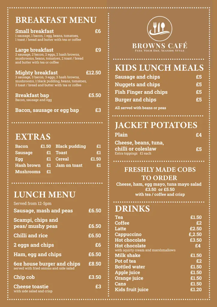 Menu_Brown's café_Mablethorpe_image_1