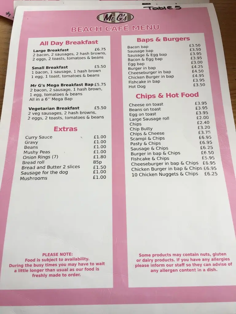 Menu_Mr G's Beach Café_Mablethorpe_image_3