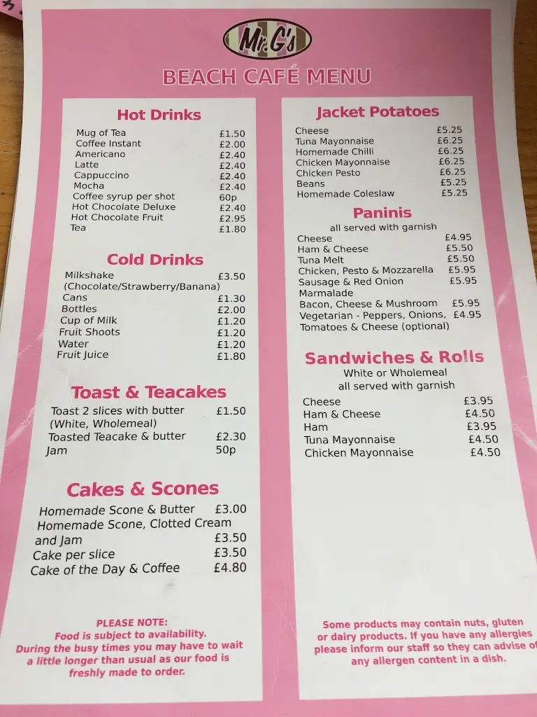Menu_Mr G's Beach Café_Mablethorpe_image_4