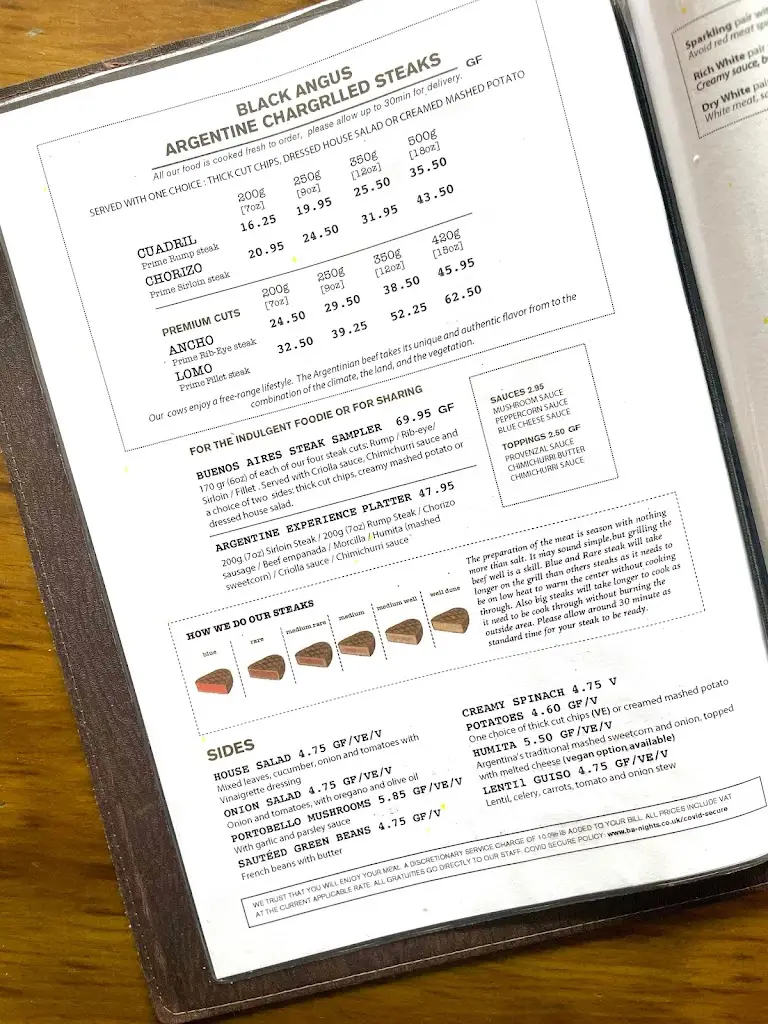 Menu_Buenos Aires Nights Steakhouse - Maidstone_Maidstone_image_4