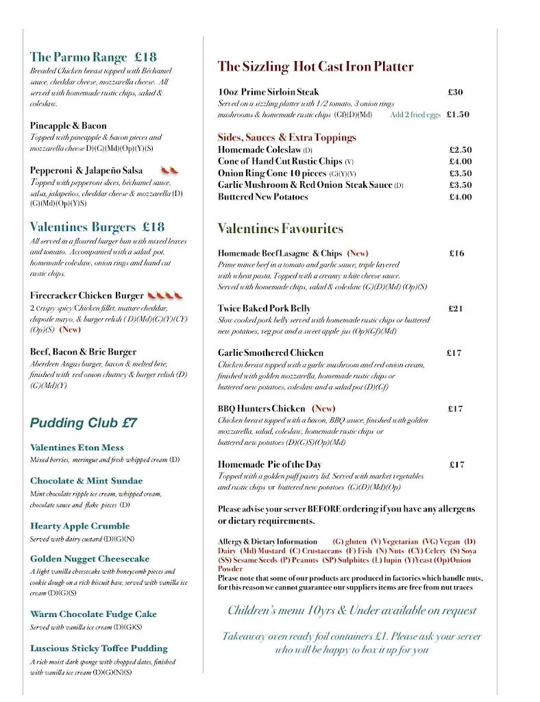 Menu_Valentine's Restaurant_Barnard Castle_image_2