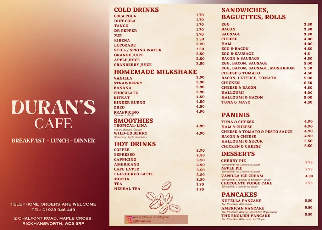 Menu_Duran's Cafe_Maple Cross_image_1