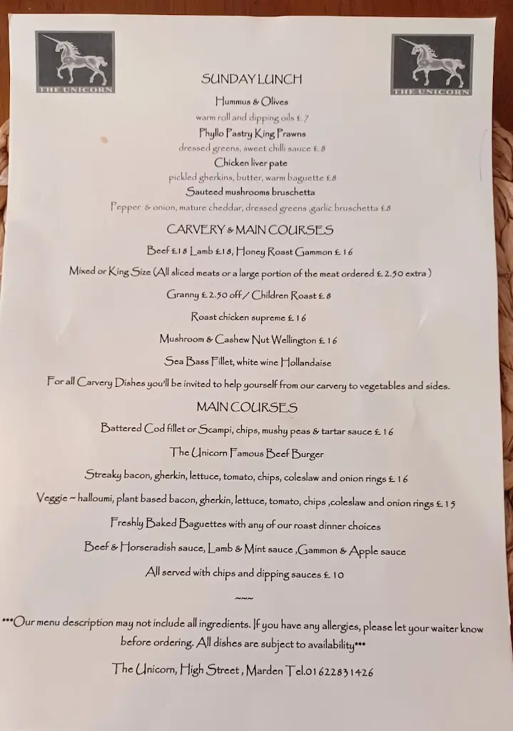 Menu_Unicorn Pub and Dining Room_Marden_image_3