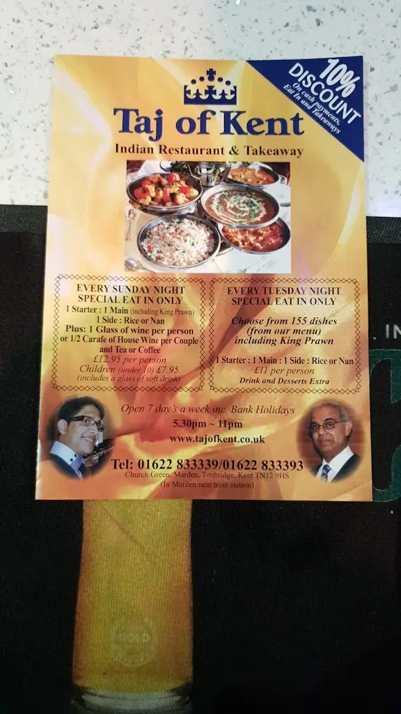 Menu_Taj of Kent_Marden_image_1