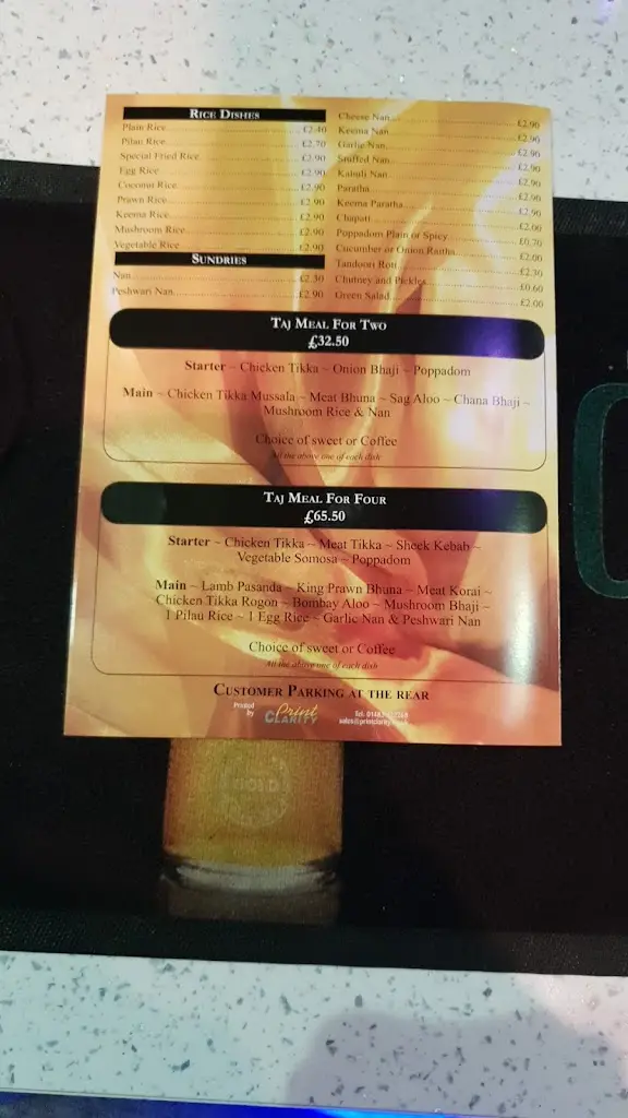 Menu_Taj of Kent_Marden_image_3