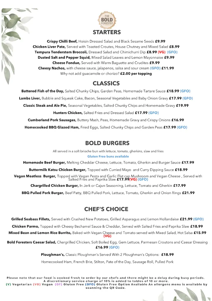 Menu_The Bold Forester_Marchwood_image_1