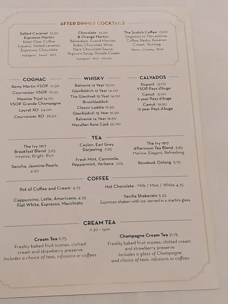 Menu_The Ivy Spinningfields Brasserie, Manchester_Manchester_image_1