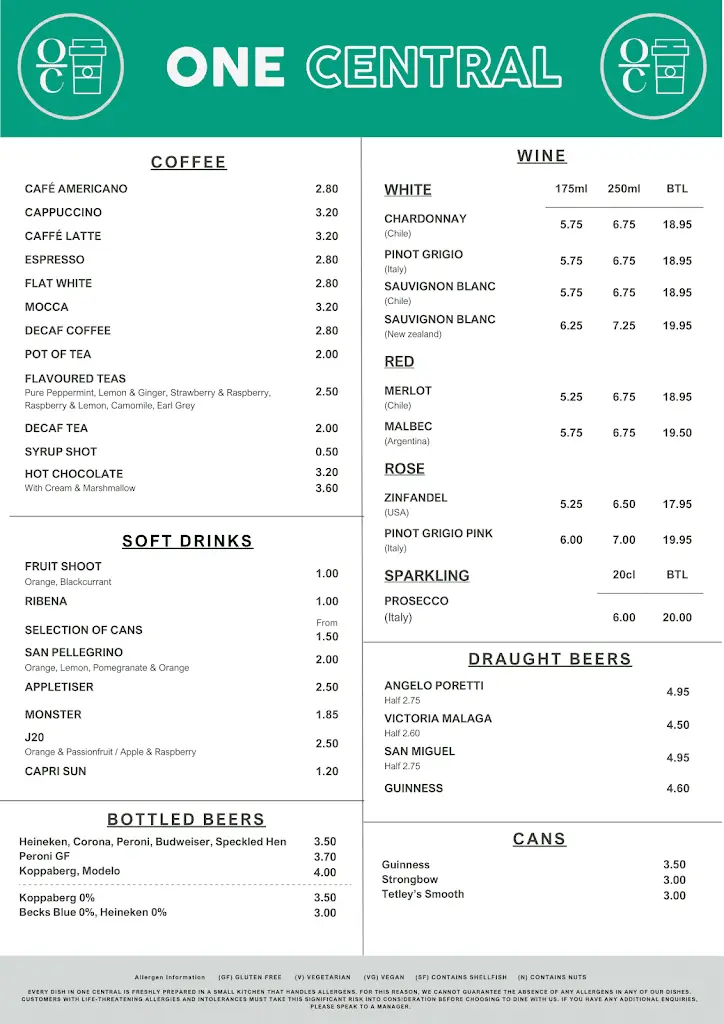 Menu_One Central Bar & Deli_Maghull_image_2