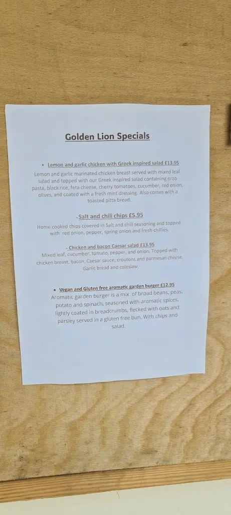 Menu_Golden Lion_Barnard Castle_image_2