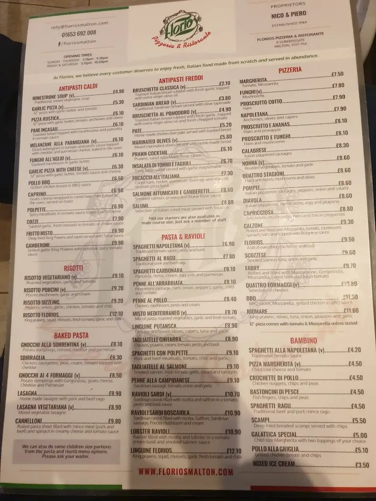 Menu_Florios Pizzeria Ristorante_Malton_image_2