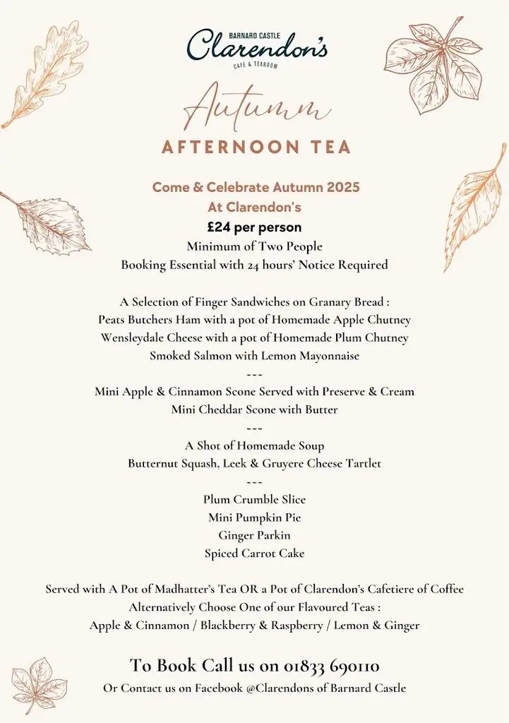 Menu_Clarendon's_Barnard Castle_image_2