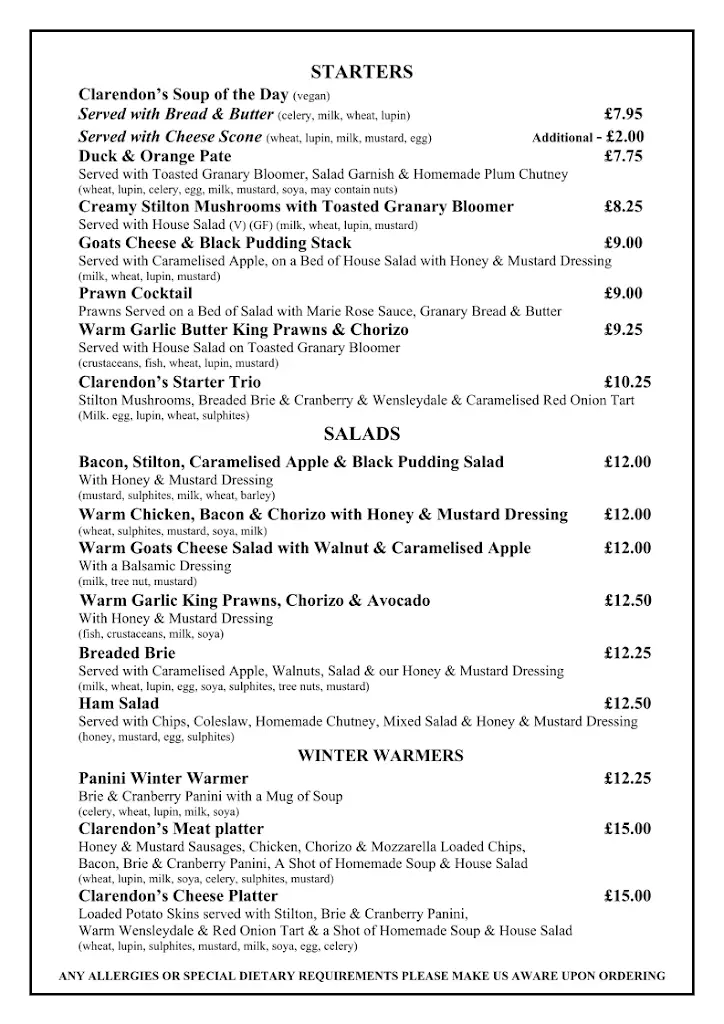Menu_Clarendon's_Barnard Castle_image_3