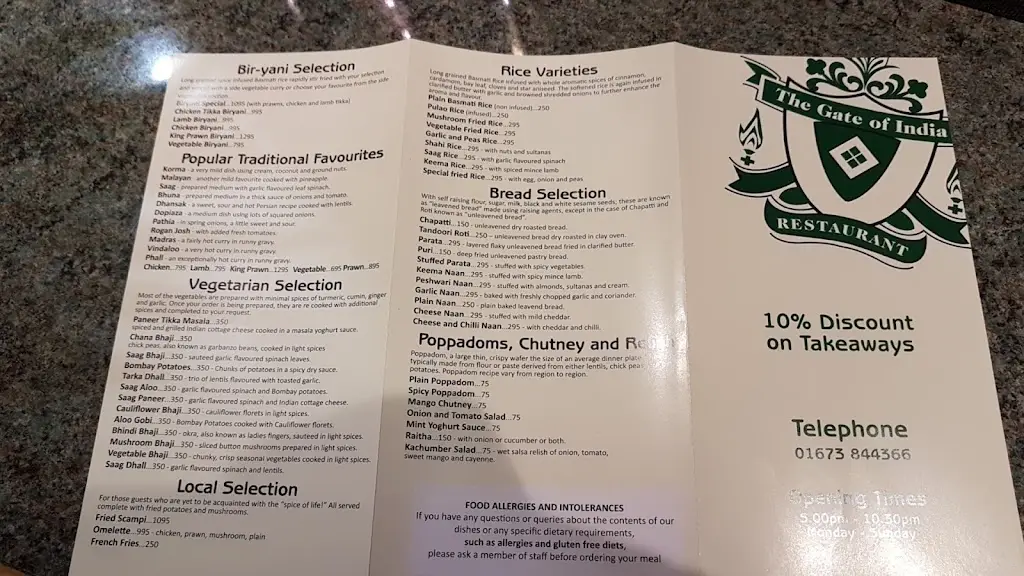 Menu_The Gate Of India_Market Rasen_imagen_1