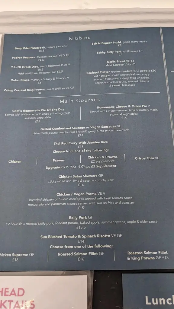 Menu_The Hind’s Head_Market Drayton_image_1