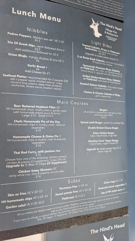 Menu_The Hind’s Head_Market Drayton_image_2
