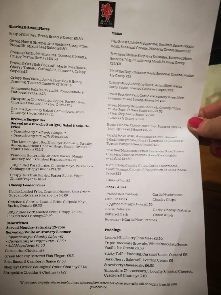 Menu_The Red Lion Inn_Market Drayton_image_2