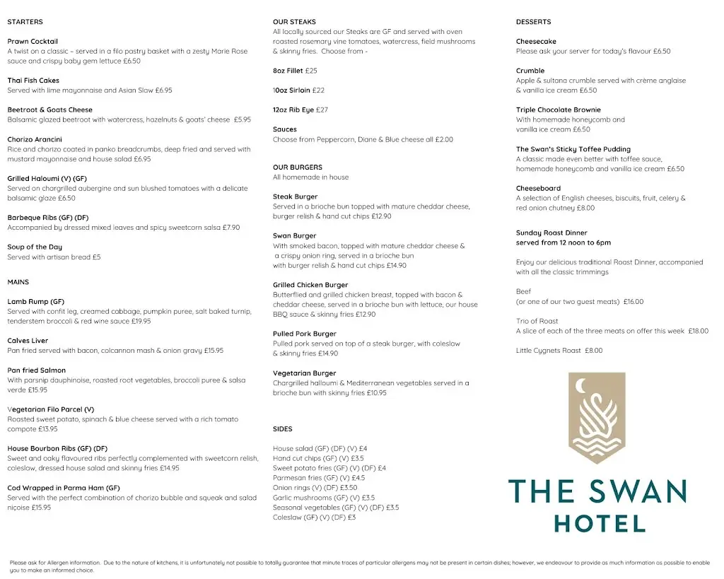 Menu_The Swan_Maldon_image_1
