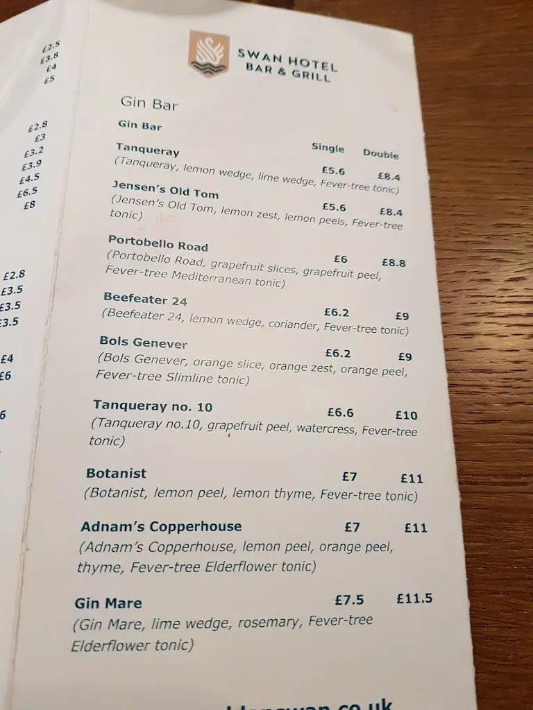 Menu_The Swan_Maldon_image_2