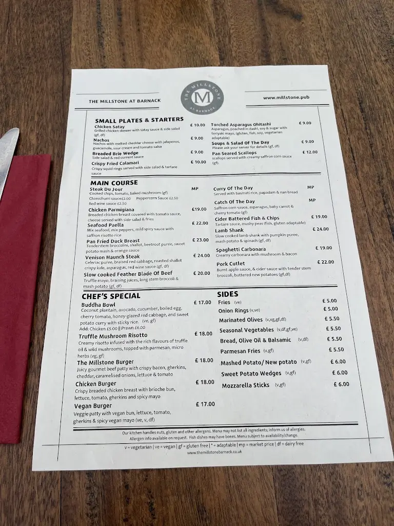 Menu_The Millstone at Barnack_Barnack_image_2