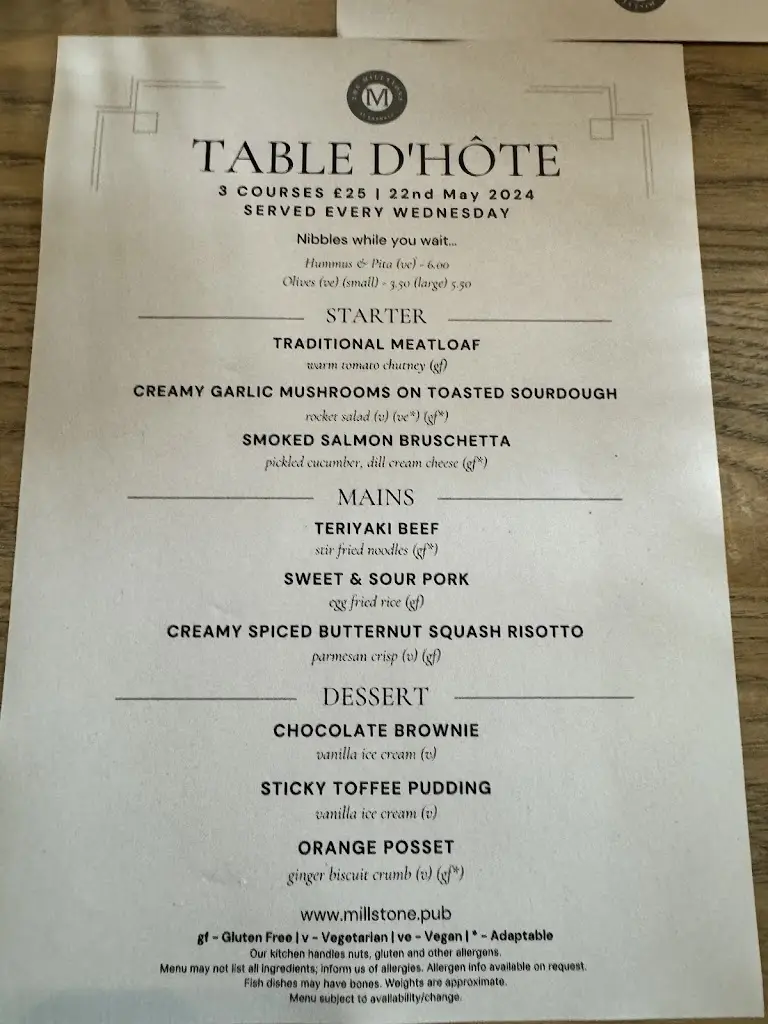 Menu_The Millstone at Barnack_Barnack_image_4