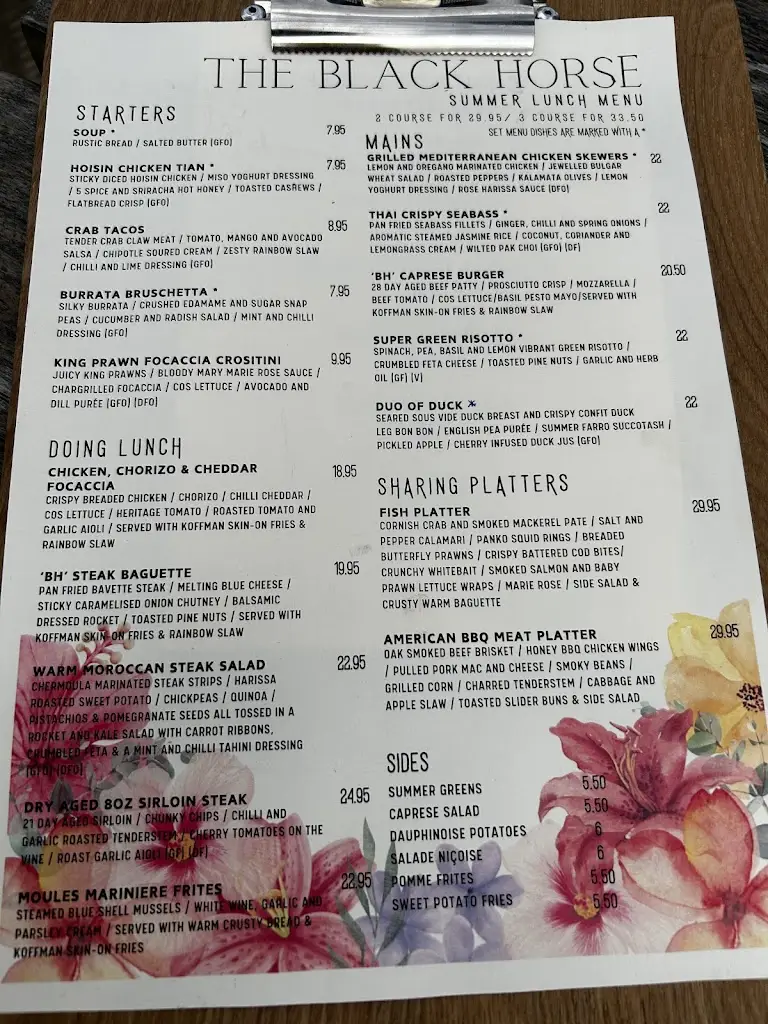 Menu_The Black Horse Restaurant_Market Bosworth_immagine_1