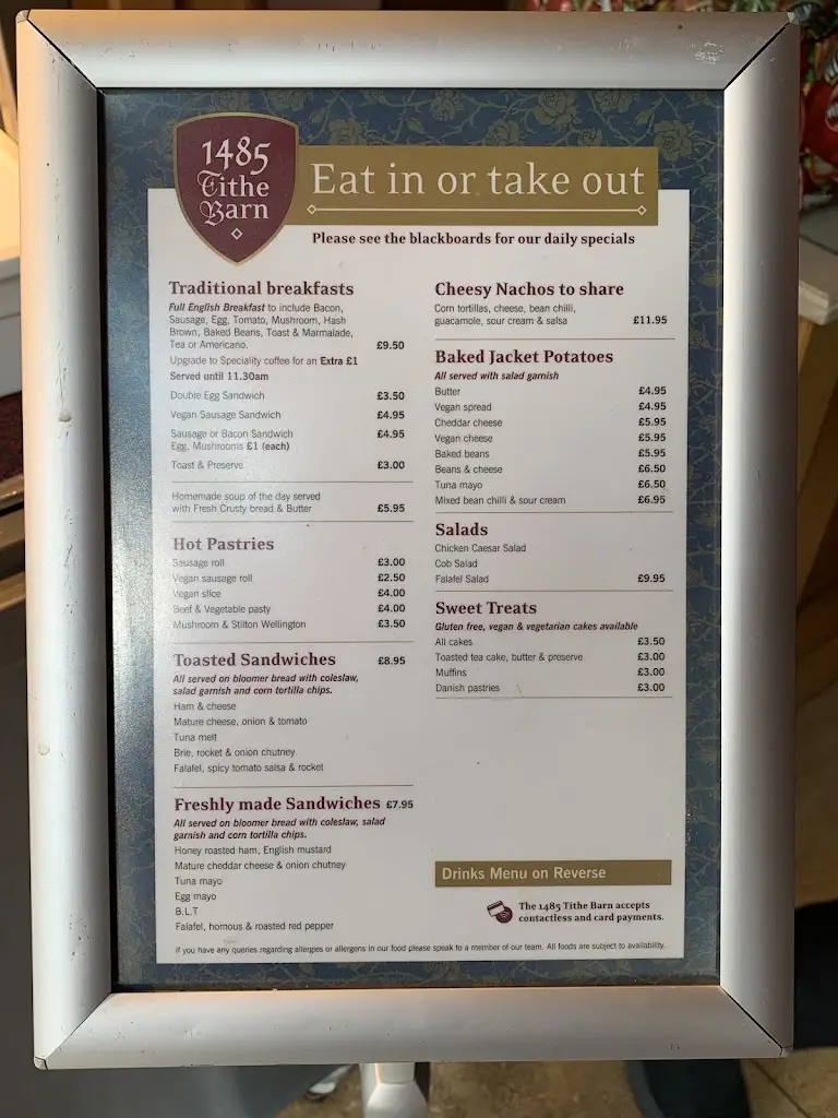 Menu_The Tithe Barn Restaurant_Market Bosworth_image_1