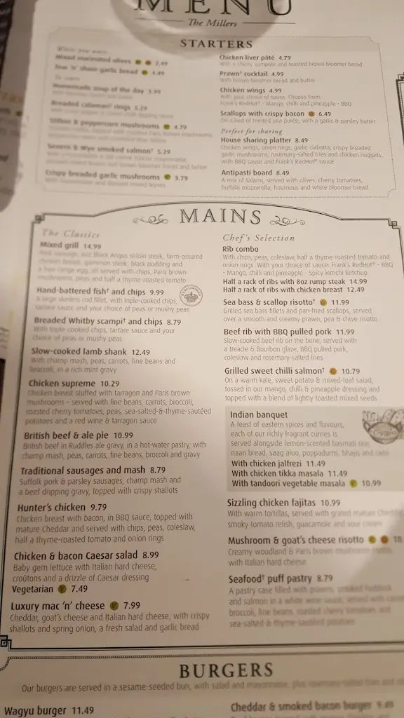 Menu_The Millers_Market Bosworth_image_2