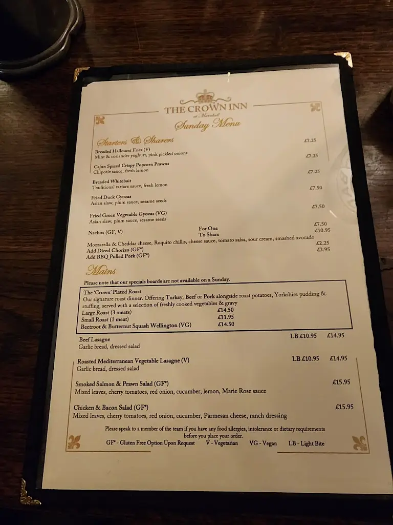 Menu_The Crown_Marnhull_image_1