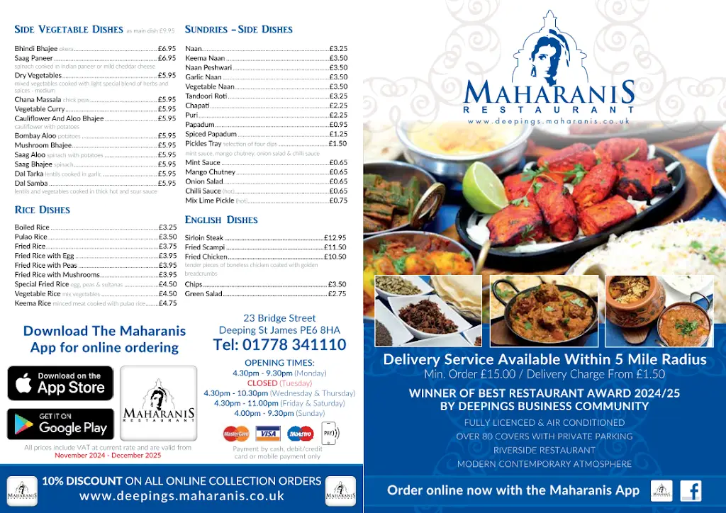Menu_Maharanis Restaurant - Deeping St James_Market Deeping_immagine_2