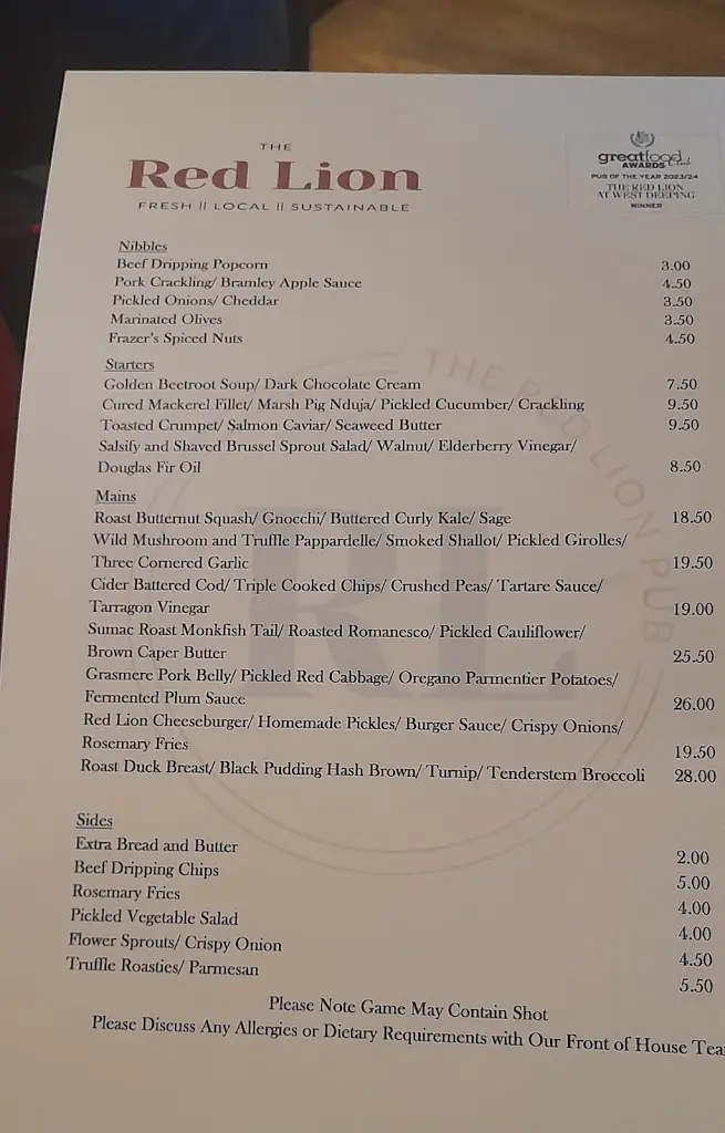 Menu_The Red Lion_Market Deeping_image_1