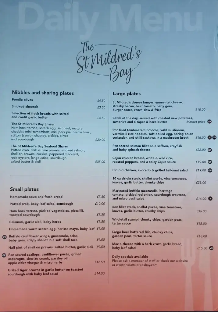 Menu_The St Mildred's Bay_Margate_image_2