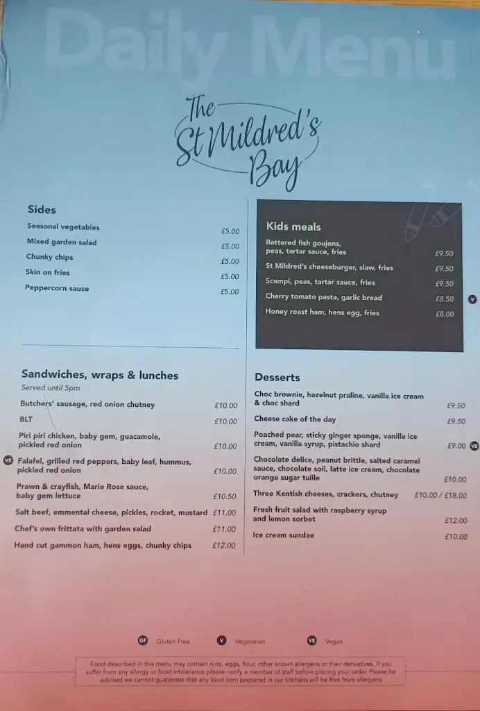 Menu_The St Mildred's Bay_Margate_image_3