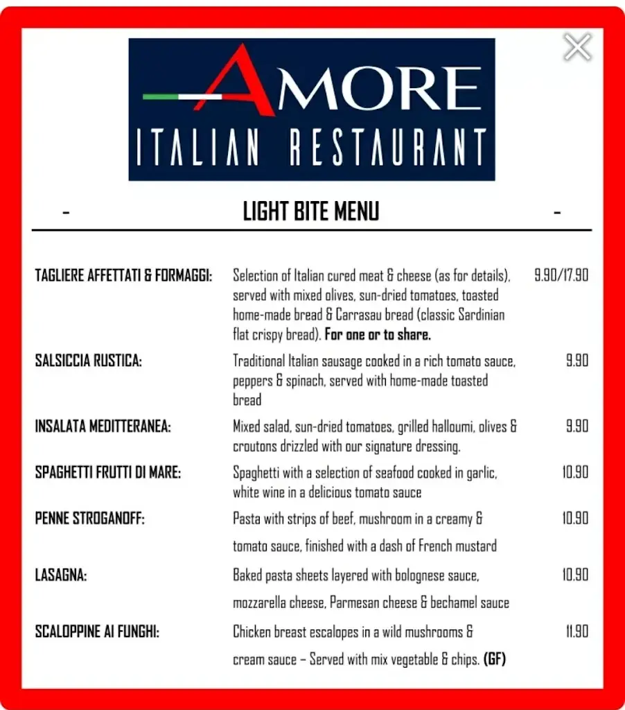 Menu_Amore Restaurant_Barnack_image_1