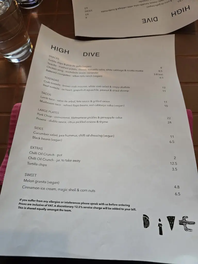 Menu_HIGH DIVE_Margate_image_1