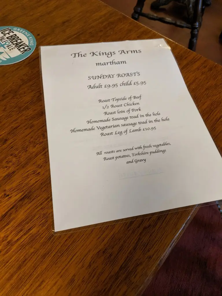Menu_The Kings Arms_Martham_image_2